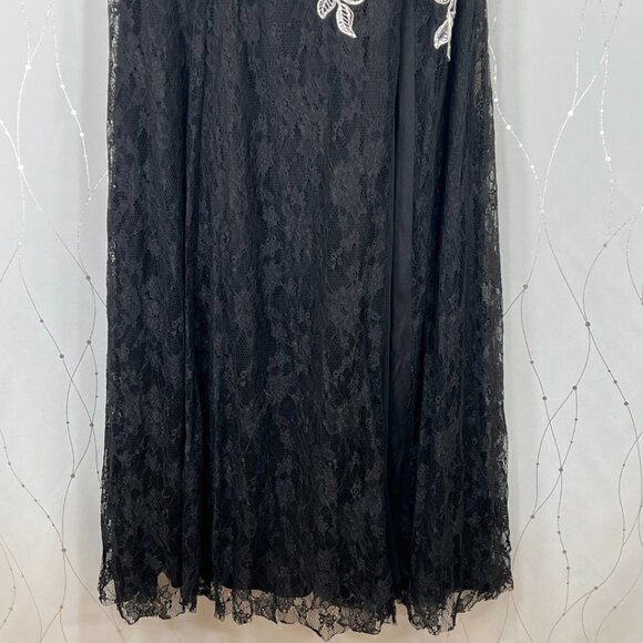 JVN by Jovani Black Lace White Embroidered Formal Gown $595 - Picture 10 of 14